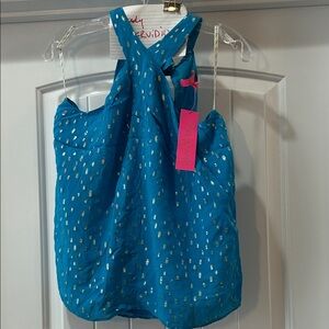 Lilly Pulitzer Teal and Gold Blouse